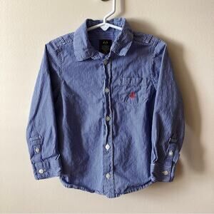 Jacari Striped Shirt Boys Long Sleeve Size 4 Blue White